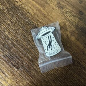 Alien UFO Enamel Pin - Black and White